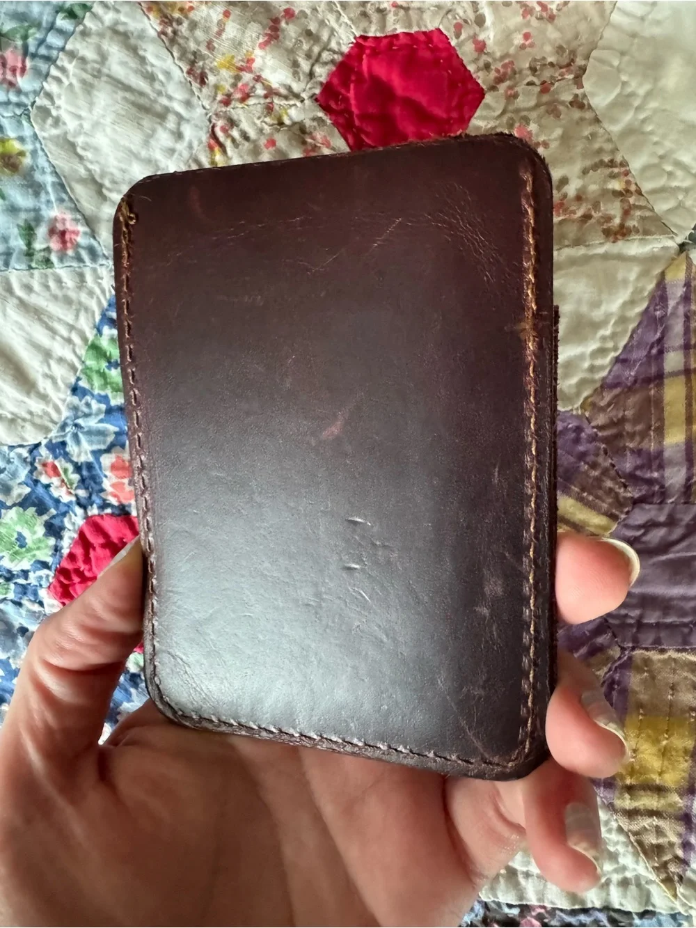 Leather Card Wallet Sleeve - Brown